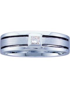 Mens Diamond Ring 0.15CTW DIAMOND MENS  INVISIBLE  BAND 14KT White Gold