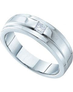 Mens Diamond Ring 0.15CTW DIAMOND MENS INVISIBLE  BAND 14KT White Gold