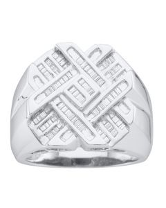 Mens Diamond Ring 0.50CT BAGGUETTE MENS DIAMOND RING 10K White-gold