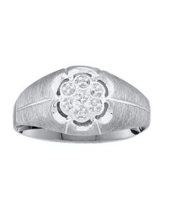 Mens Diamond Ring 0.02CTW ROUND DIAMOND MEN'S CLUSTER 14KT White Gold