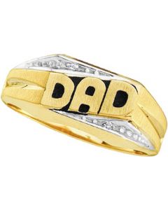 Mens Diamond Ring 0.01CTW ROUND DIAMOND MEN'S DAD RING 14KT Yellow Gold