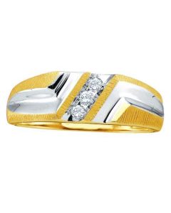 Mens Diamond Ring 0.10CTW ROUND DIAMOND MEN'S CLUSTER BAND 14KT Yellow Gold