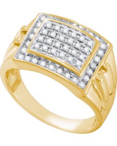 Mens Diamond Ring 0.50CT MENS DIAMOND CLUSTER RING  Yellow-Gold