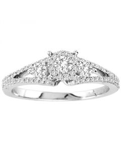 0.5ct diamond engagement ring solitaire center pave vintage inpired White gold