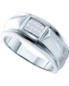 Mens Diamond Ring 0.25CTW DIAMOND INVISBLE MENS RING 14KT White Gold