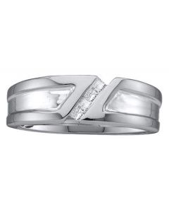 Mens Diamond Ring 0.15CTW DIAMOND MENS INVISIBLE  BAND 14KT White Gold
