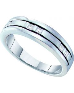 Mens Diamond Ring 0.25CTW DIAMOND  INVISBLE MENS BAND 14KT White Gold