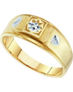 Mens Diamond Ring MENS ROUND DIAMOND RING 10K Yellow-gold