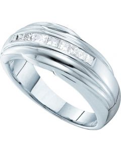 Mens Diamond Ring 0.50CTW DIAMOND INVISIBLE MENS RING 14KT White Gold