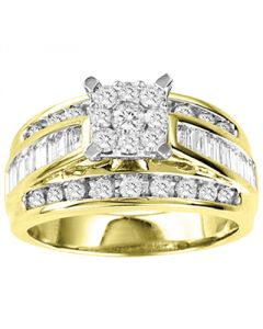 1ct diamond 3 in 1 style wedding ring 10K yellow gold princess style square top