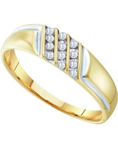 Mens Diamond Ring 0.12CTW DIAMOND Wedding MENS RING 10KT Yellow Gold