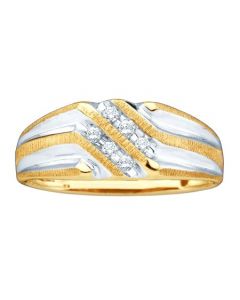 Mens Diamond Ring 0.14CTW DIAMOND MENS Wedding BAND 10KT Yellow Gold
