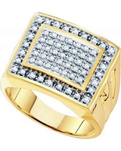 Mens Diamond Ring 0.50CTW DIAMOND  MENS CLUSTER  RING 10KT Yellow Gold