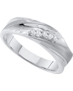 Mens Diamond Ring 0.10CTW DIAMOND MENS Wedding RING 10KT White Gold