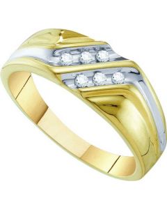 Mens Diamond Ring 0.12CTW DIAMOND Wedding MENS BAND 10KT Yellow Gold