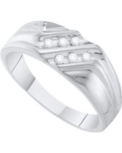 Mens Diamond Ring 0.12CTW DIAMOND MENS Wedding BAND 10KT White Gold