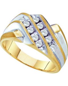 Mens Diamond Ring 0.35CTW DIAMOND MENS CLUSTER RING 14K Yellow-gold