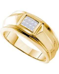Mens Diamond Ring 0.25CTW DIAMOND INVISBLE MENS RING 14KT Yellow Gold