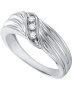 Mens Diamond Ring 0.12CTW DIAMOND Wedding MENS BAND 10KT White Gold