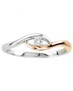Dancing Diamond Engagement Promise Ring 0.05ct rose white gold 10K fashion