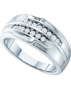 Mens Diamond Ring 0.32CTW DIAMOND  Wedding MENS BAND 14KT White Gold
