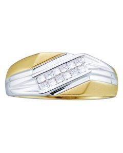 Mens Diamond Ring 0.34CTW DIAMOND MENS INVISIBLE  BAND 14KT Yellow Gold Two Tone