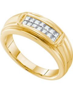 Mens Diamond Ring 0.53CTW DIAMOND INVISIBLE MENS BAND 14KT Yellow Gold