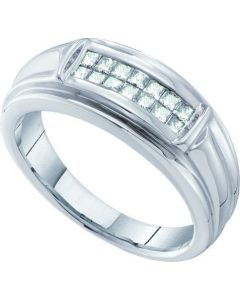 Mens Diamond Ring 0.53CTW DIAMOND INVISIBLE MENS BAND 14KT White Gold