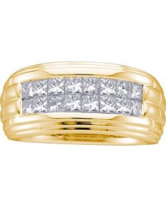 Mens Diamond Ring 0.96CTW DIAMOND MENS  INVISIBLE BAND 14KT Yellow Gold