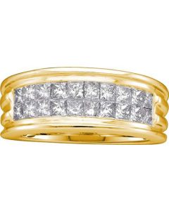 Mens Diamond Ring 2.00CTW DIAMOND MENS INVISIBLE BAND 14KT Yellow Gold