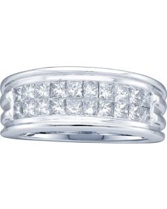 Mens Diamond Ring 2.00CTW  DIAMOND MENS INVISIBLE BAND 14KT White Gold