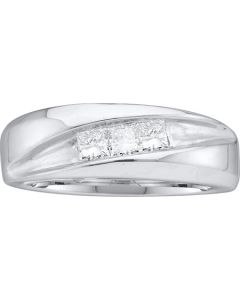 Mens Diamond Ring 0.50CT DIAMOND INVISIBLE MENS BAND 14K White-gold