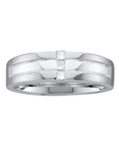 Mens Diamond Ring 0.15CTW DIAMOND INVISBLE MENS BAND 14KT White Gold