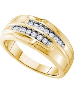 Mens Diamond Ring 0.32CTW DIAMOND Wedding MENS BAND 14KT Yellow Gold