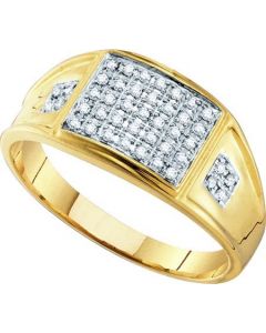 Mens Diamond Ring 0.27CTW MICRO-PAVE DIAMOND . RING 10KT Yellow Gold