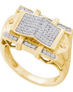Mens Diamond Ring 0.45CTW MICRO PAVE DIAMOND RING 10KT Yellow Gold