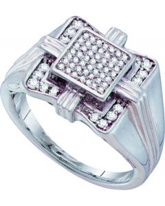 Mens Diamond Ring 0.35CTW MICRO PAVE DIAMOND RING 10KT White Gold