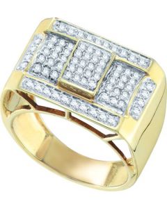 Mens Diamond Ring 1.00CTW DIAMOND  MICRO PAVE RING 10K Yellow-gold