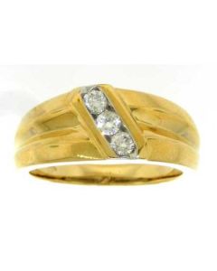 Mens Diamond Ring 0.32CTW ROUND DIAMOND MEN'S Wedding BAND 14KT Yellow Gold
