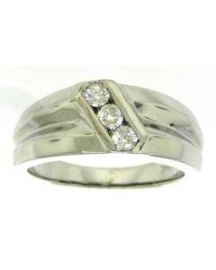 Mens Diamond Ring 0.32CTW ROUND DIAMOND MEN'S Wedding BAND 14K White-gold