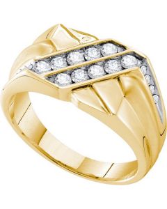 Mens Diamond Ring 0.60CTW DIAMOND MENS Wedding RING 14KT Yellow Gold