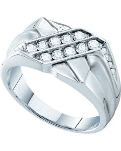 Mens Diamond Ring 0.60CTW DIAMOND MENS Wedding RING 14KT White Gold