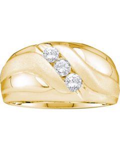Mens Diamond Ring 0.48CTW DIAMOND Wedding MENS BAND 14KT Yellow Gold