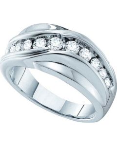 Mens Diamond Ring 0.99CTW DIAMOND MENS Wedding BAND 14KT White Gold