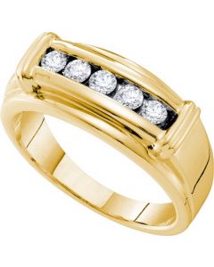 Mens Diamond Ring 0.48CTW DIAMOND MENS Wedding BAND 14KT Yellow Gold