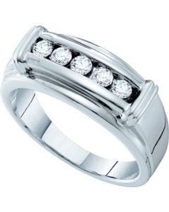 Mens Diamond Ring 0.48CTW DIAMOND MENS Wedding BAND 14KT White Gold