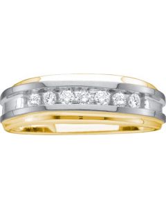 Mens Diamond Ring 0.25CTW DIAMOND CLUSTER MENS BAND 10KT Yellow Gold