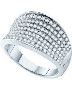 Mens Diamond Ring 1.06CTW ROUND DIAMOND MEN'S CLUSTER BAND 14KT White Gold