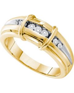 Mens Diamond Ring 0.20CTW DIAMOND MEN'S Wedding BAND 14K Yellow-gold