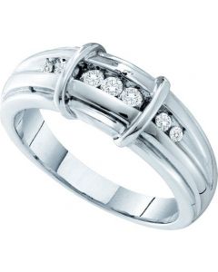 Mens Diamond Ring 0.20CTW DIAMOND MENS Wedding BAND 14KT White Gold